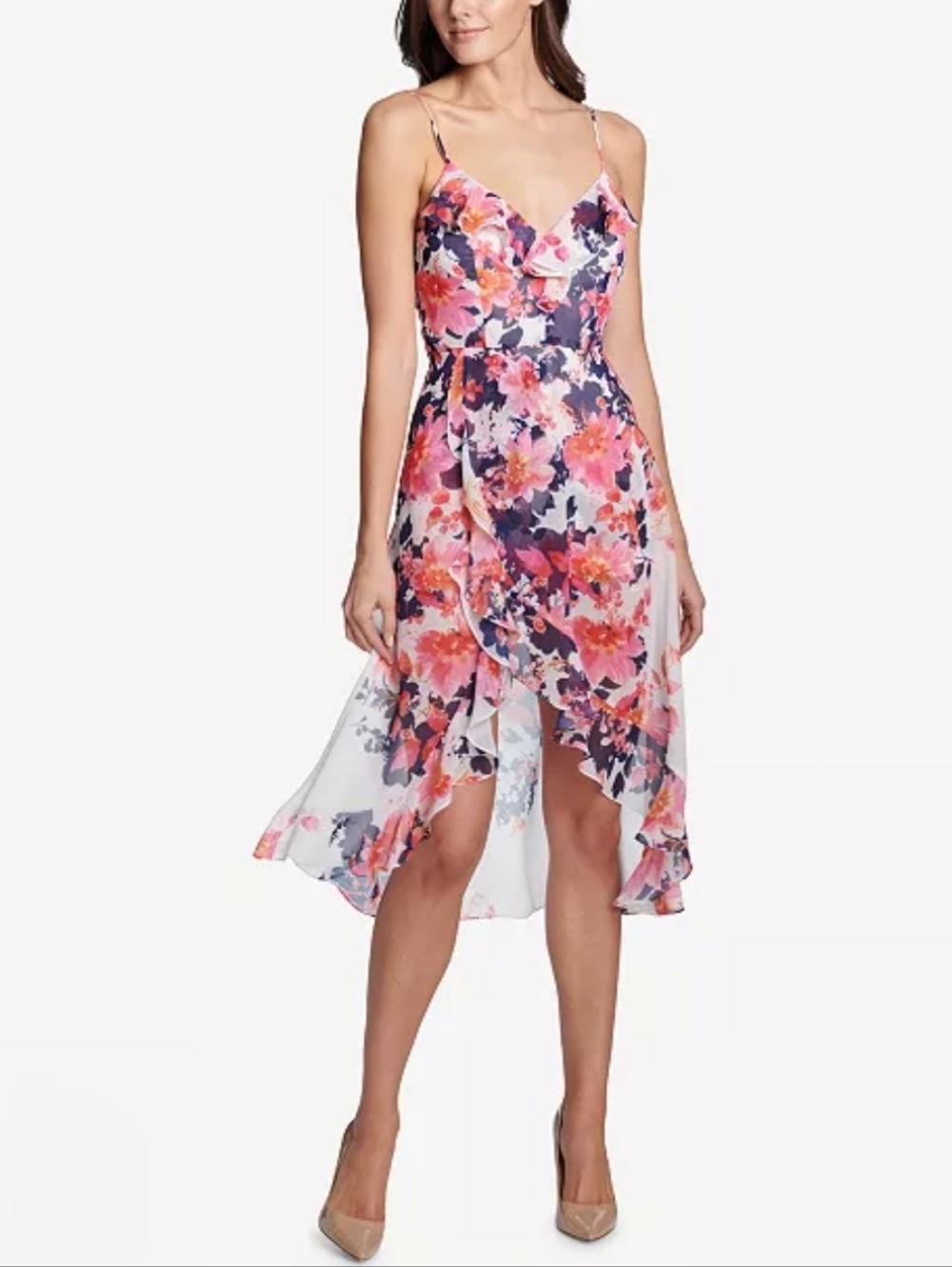 Floral Midi Dress Romper Slid Leg Spaghetti Strap Summer Chic Cocktails Boho